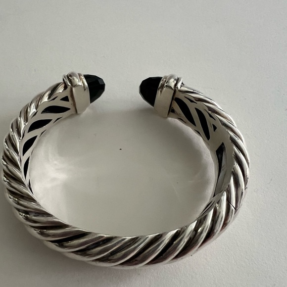 David Yurman Sterling Silver Black Onyx 10MM Waverly Cuff Bracelet - Picture 4 of 5